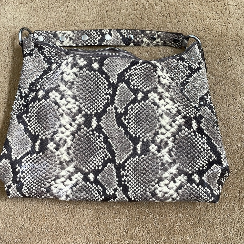 MK snake print and studded shoulder bag